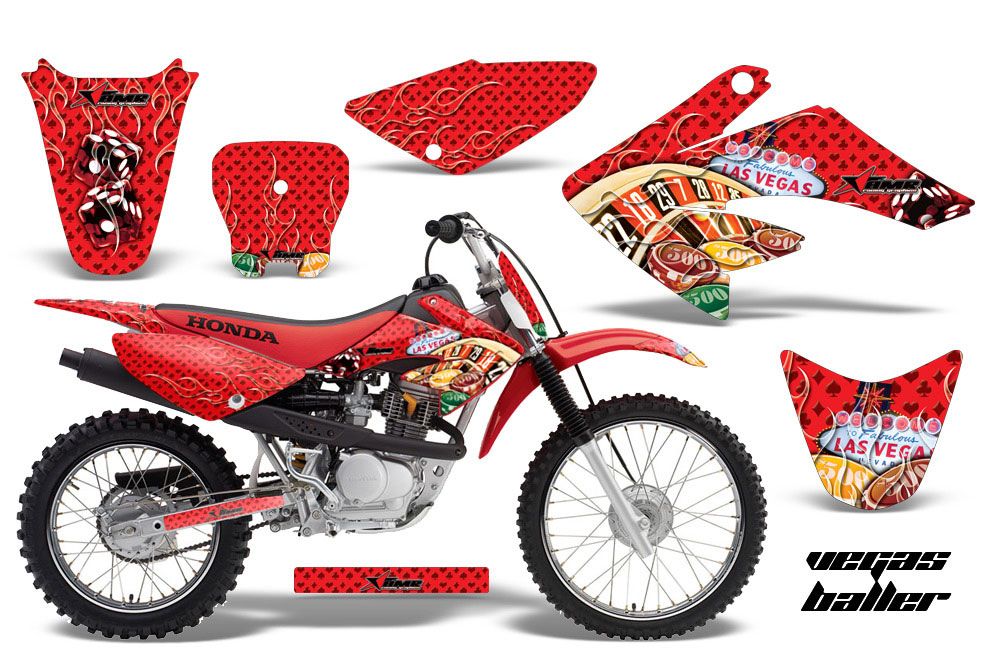 Honda CRF70 Dirt Bike Graphic Kit - 2004-2015 Vegas Baller Red