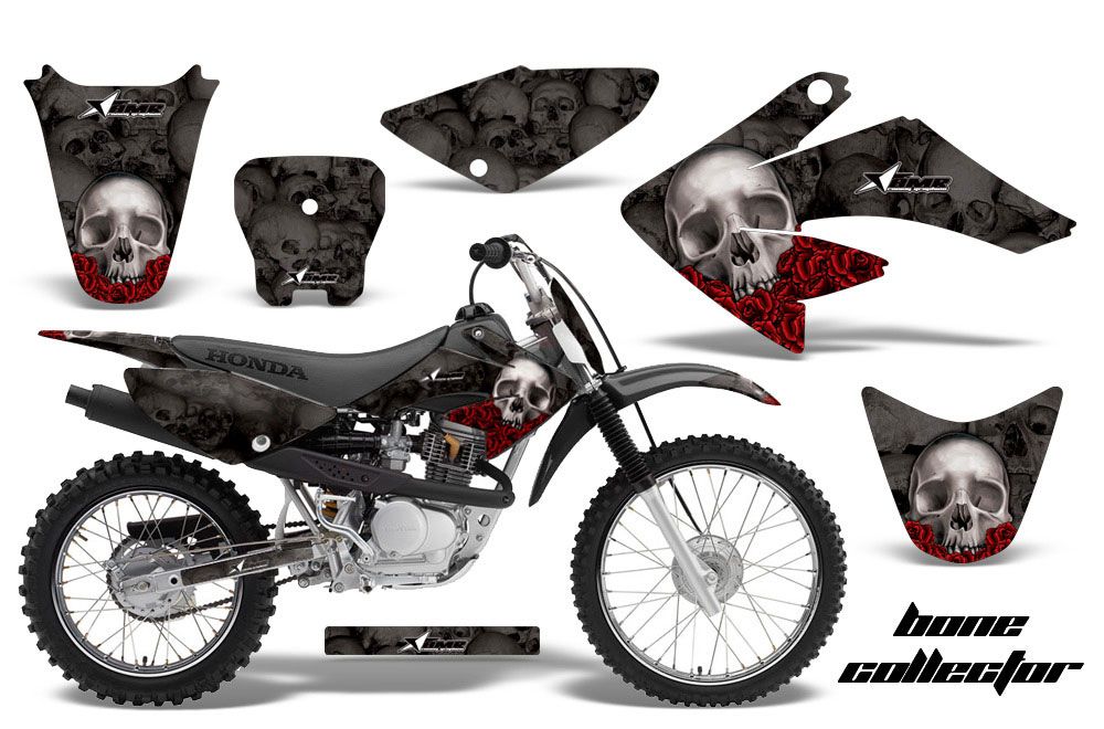 Honda CRF70 Dirt Bike Graphic Kit - 2004-2015 Bone Collector Black