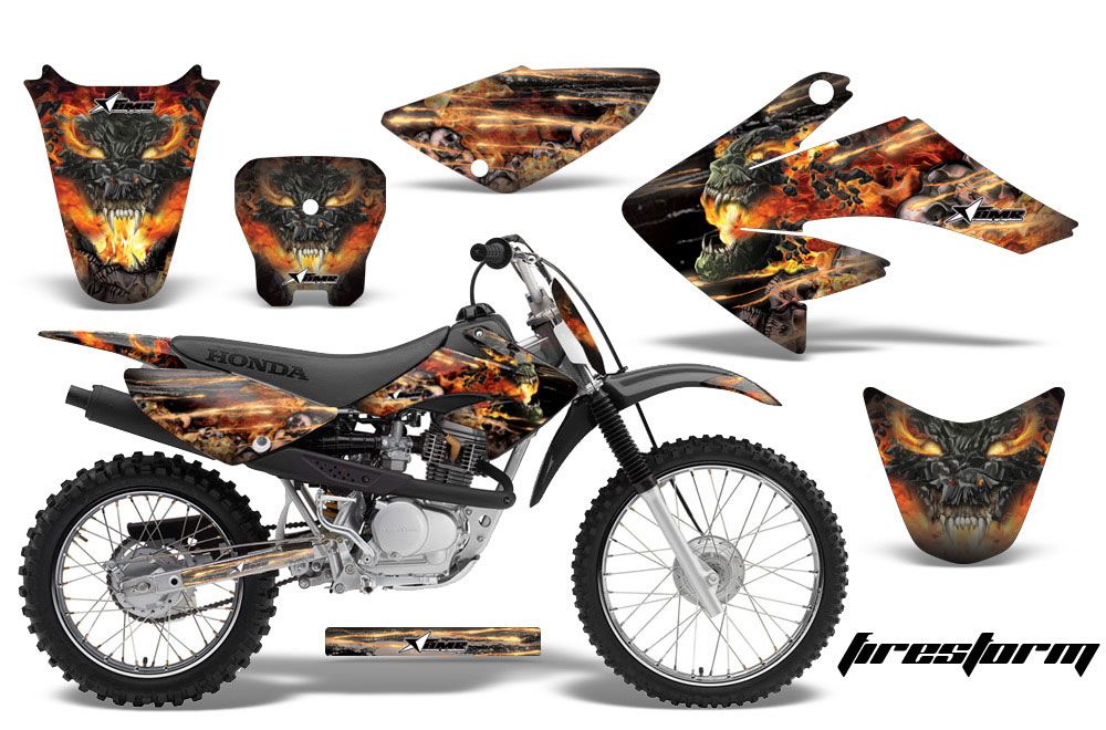 Honda CRF80 Dirt Bike Graphic Kit - 2004-2010 Firestorm Black