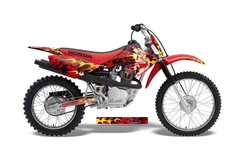 Honda CRF100 Dirt Bike Graphic Kit - 2004-2010 Motorhead Mandy Red