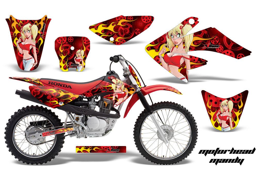 Honda CRF100 Dirt Bike Graphic Kit - 2004-2010 Motorhead Mandy Red