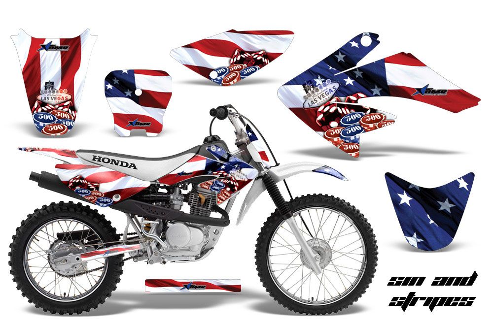 Honda CRF100 Dirt Bike Graphic Kit - 2004-2010 Sin and Stripes
