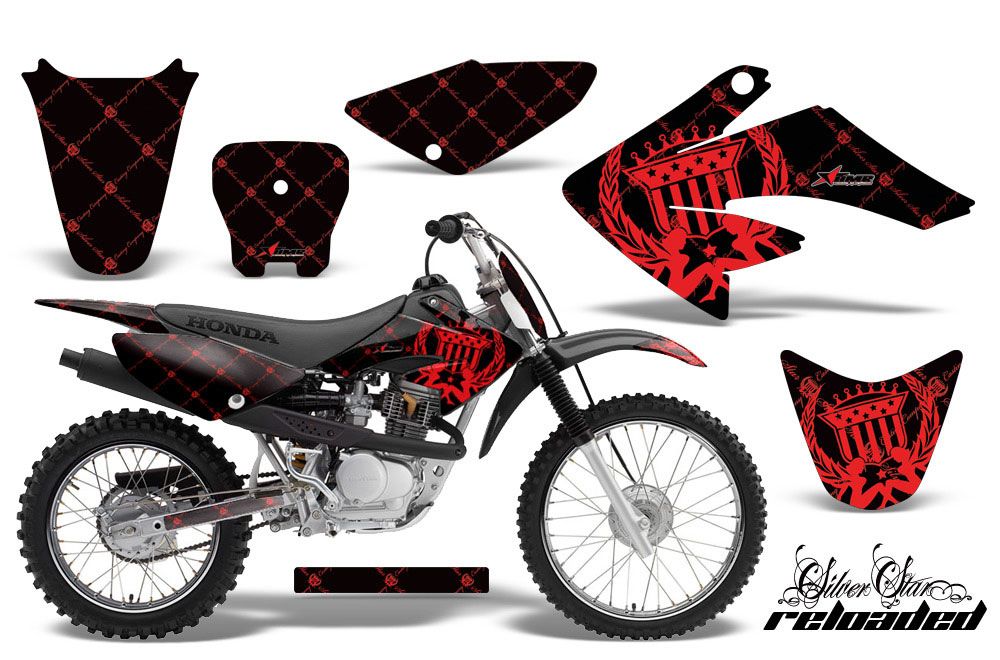 Honda CRF100 Dirt Bike Graphic Kit - 2004-2010 Silver Star - Reloaded Red