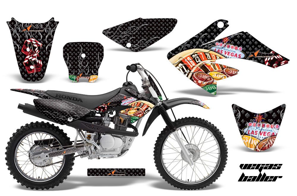 Honda CRF100 Dirt Bike Graphic Kit - 2004-2010 Vegas Baller Black