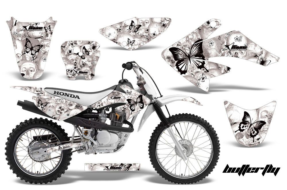 Honda CRF100 Dirt Bike Graphic Kit - 2004-2010 Butterfly White