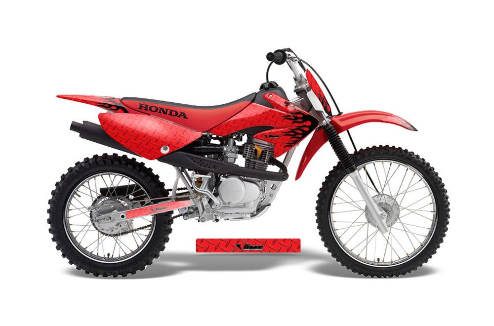 Honda CRF80 Dirt Bike Graphic Kit - 2004-2010 Diamond Flames Red
