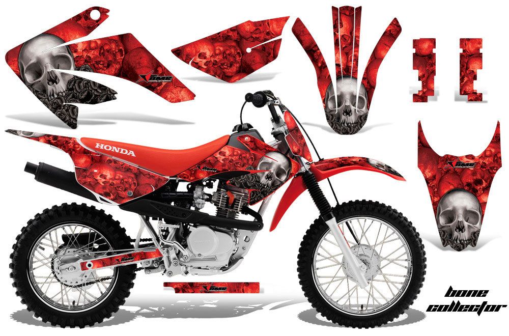 Honda CRF100 Dirt Bike Graphic Kit - 2011-2016 Bone Collector Red