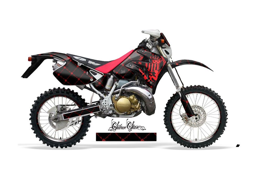 Honda CRM 250 AR Dirt Bike Graphic Kit - 1989-1999 Silver Star - Reloaded Red