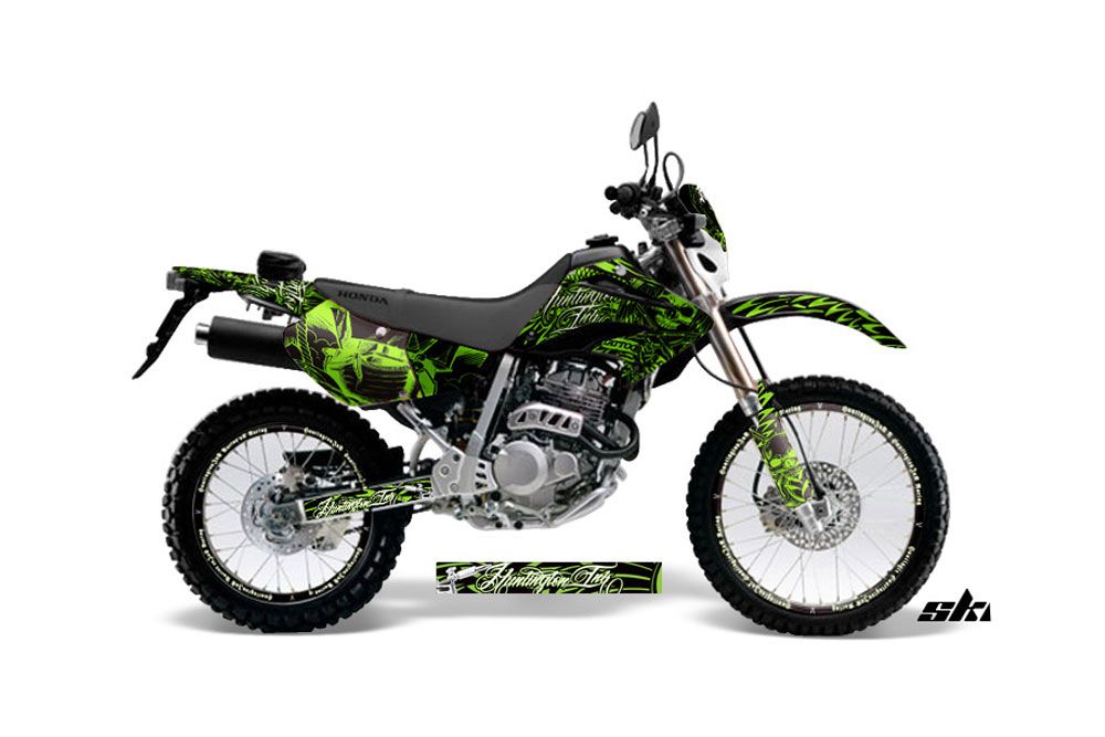 Honda XR250 SM Dirt Bike Graphic Kit - 2003-2005 Skulls and Hammers Green