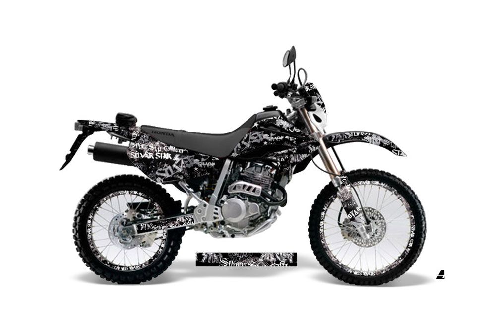 Honda XR250 SM Dirt Bike Graphic Kit - 2003-2005 Silver Star - Silver Star Black