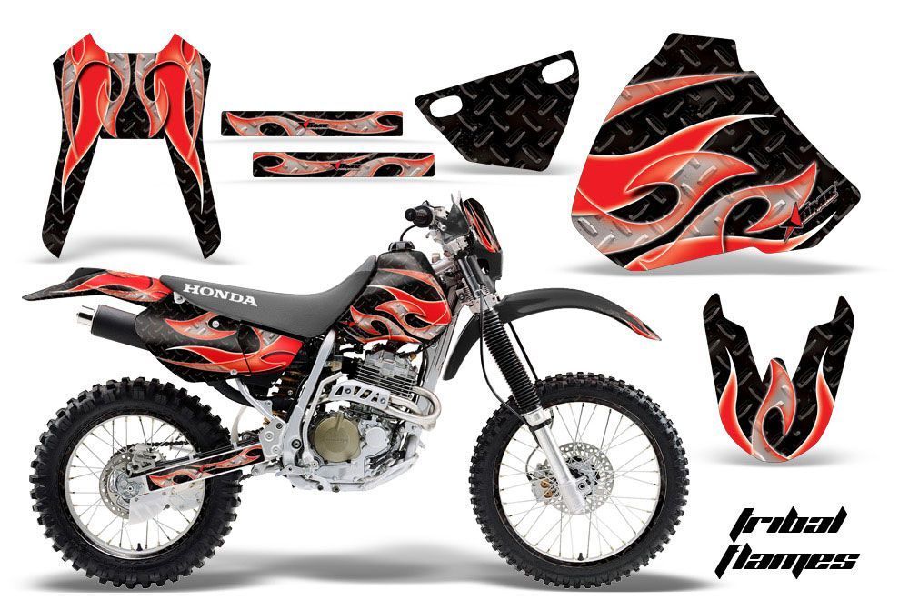 Honda XR400 Dirt Bike Graphic Kit - 1996-2004 Tribal Flames Red