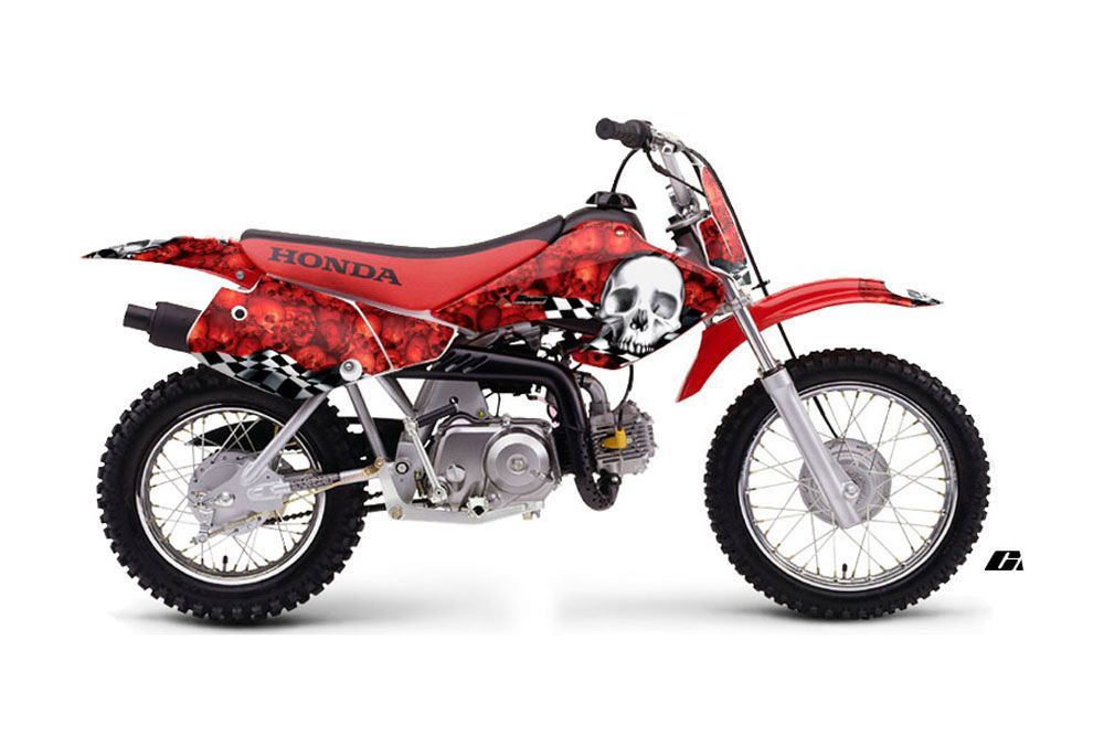 Honda XR50 Dirt Bike Graphic Kit - 2000-2003 Checkered Skull Red