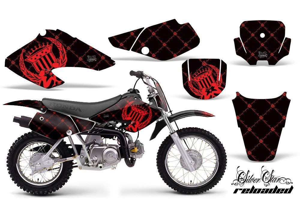 Honda XR50 Dirt Bike Graphic Kit - 2000-2003 Silver Star - Reloaded Red