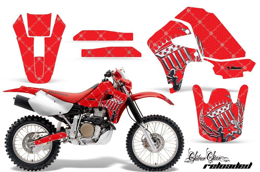 Honda XR650R Dirt Bike Graphic Kit - 2000-2010 Silver Star - Reloaded Red