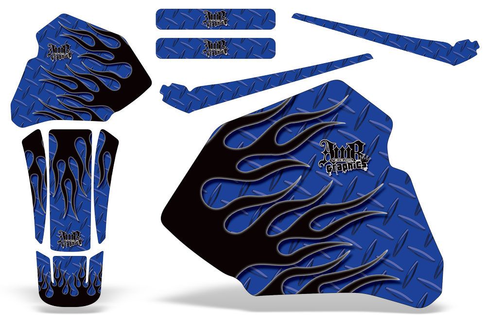 Honda XR80 Dirt Bike Graphic Kit - 1985-2000 Diamond Flames Blue