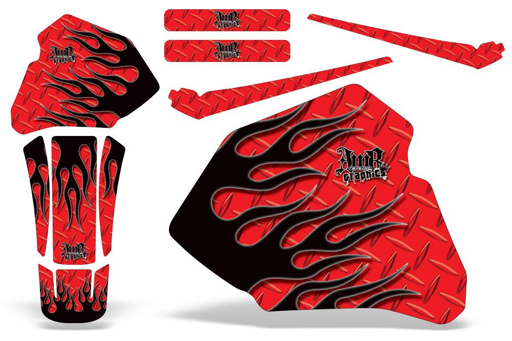Honda XR100 Dirt Bike Graphic Kit - 1985-2000 Diamond Flames Red