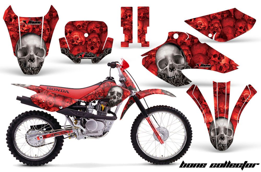 Honda XR100 Dirt Bike Graphic Kit - 2001-2003 Bone Collector Red