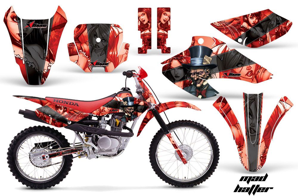 Honda XR100 Dirt Bike Graphic Kit - 2001-2003 Mad Hatter Red