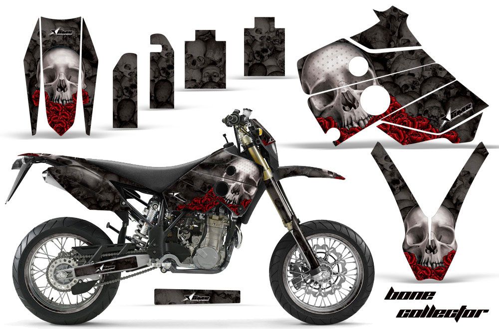 Husaberg FC / FE / FS 400 Dirt Bike Graphic Kit - 2001-2005 Bone Collector Black