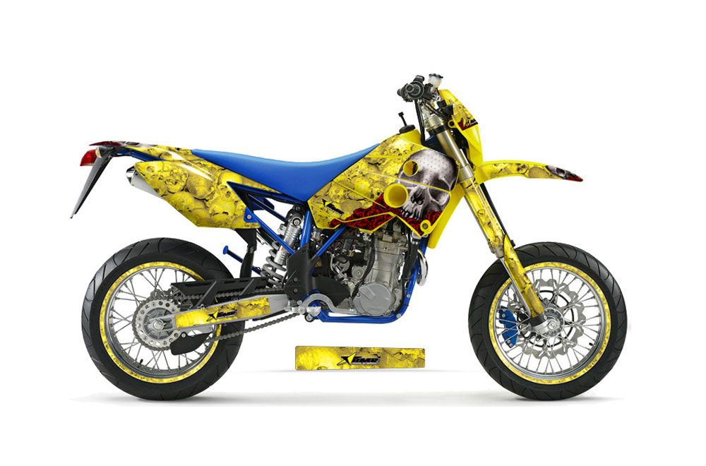 Husaberg FC / FE / FS 400 Dirt Bike Graphic Kit - 2001-2005 Bone Collector Yellow