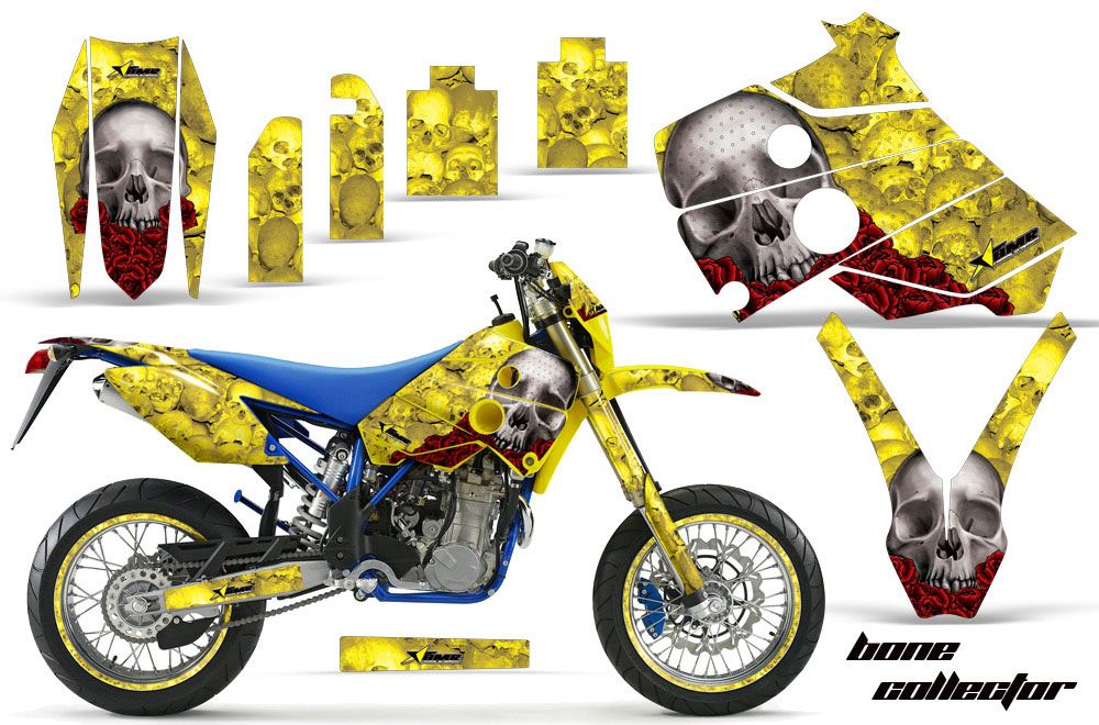 Husaberg FC / FE / FS 400 Dirt Bike Graphic Kit - 2001-2005 Bone Collector Yellow
