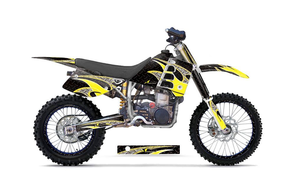 Husaberg FC 501 Dirt Bike Graphic Kit - 1997-1999 Tribal Flame Yellow