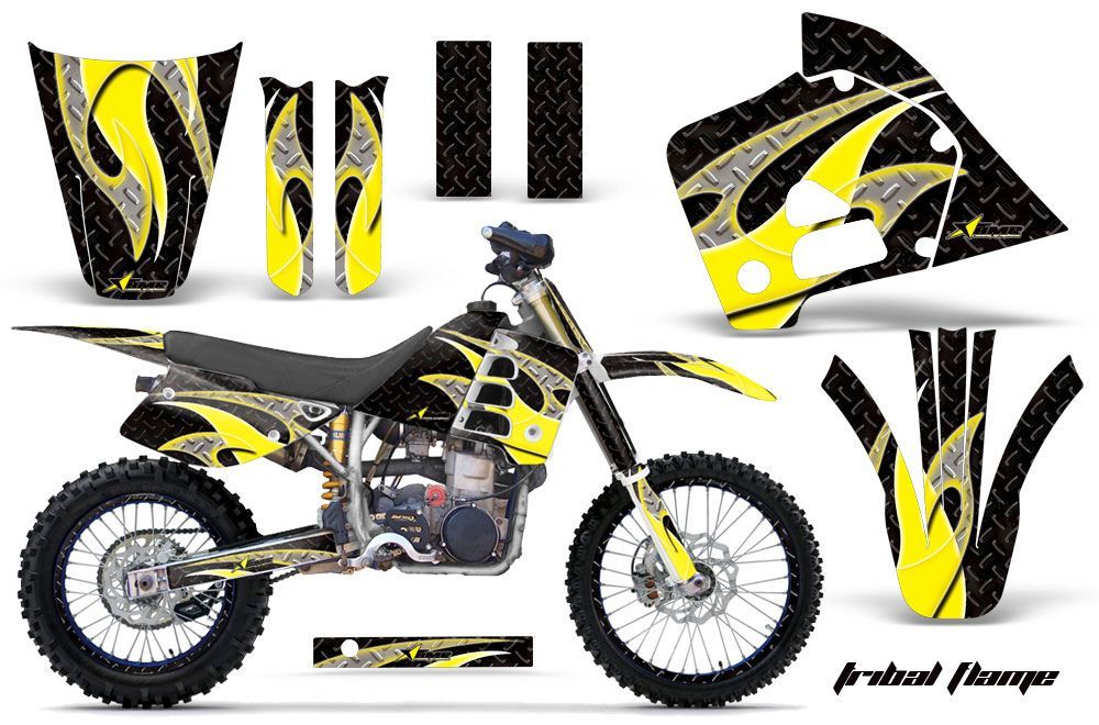 Husaberg FC 501 Dirt Bike Graphic Kit - 1997-1999 Tribal Flame Yellow