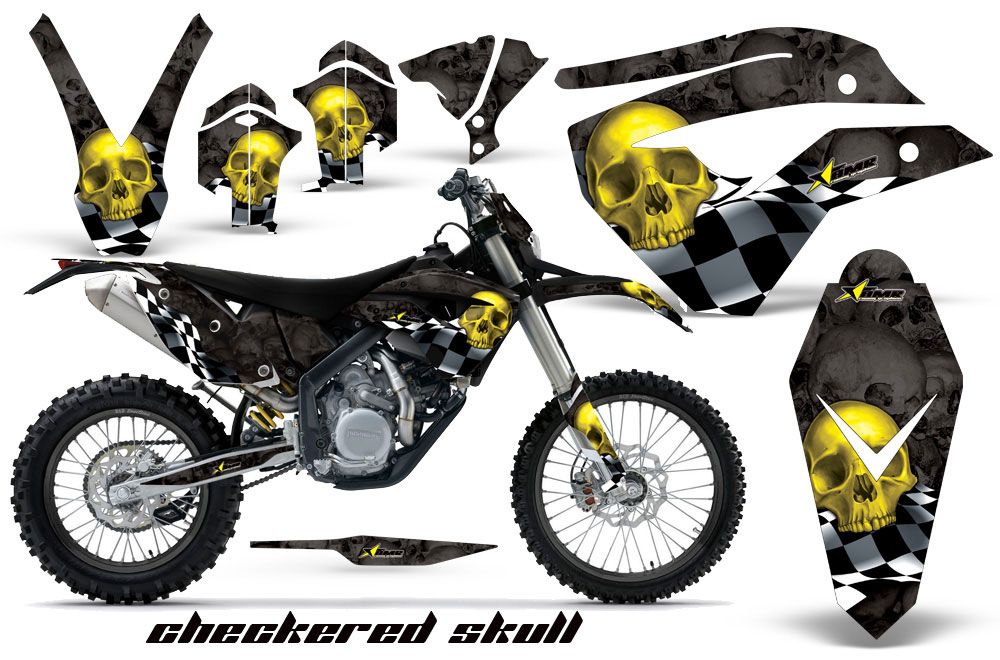 Husaberg FS / FE 670 Dirt Bike Graphic Kit - 2009-2012 Checkered Skull Yellow
