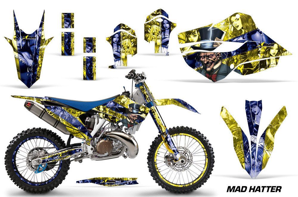 Husaberg TC / FC 250 Dirt Bike Graphic Kit - 2013-2014 Mad Hatter Yellow