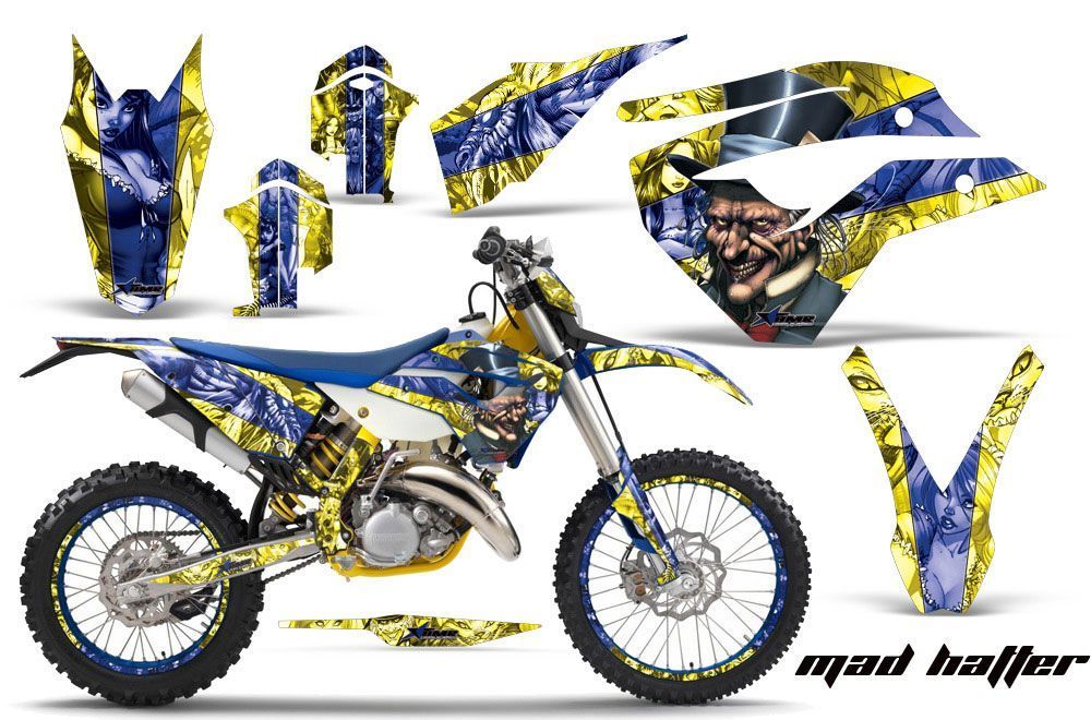 Husaberg TE 125 Dirt Bike Graphic Kit - 2011-2012 Mad Hatter Yellow