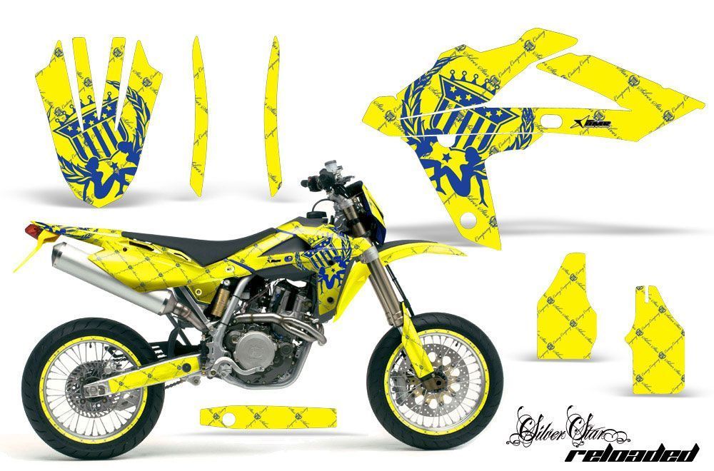 Husqvarna SM / SMR 450 / 530 Dirt Bike Graphic Kit - 2005-2010 Silver Star - Reloaded Yellow