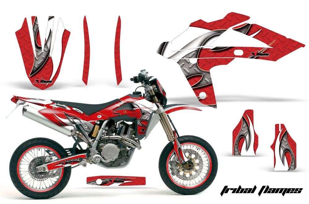 Husqvarna SM / SMR 450 / 530 Dirt Bike Graphic Kit - 2005-2010 Tribal Flames Red