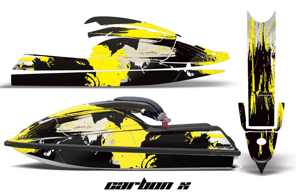 Kawasaki 750 SX / SXR Jet Ski Graphic Kit - 1992-1998 Carbon X Yellow