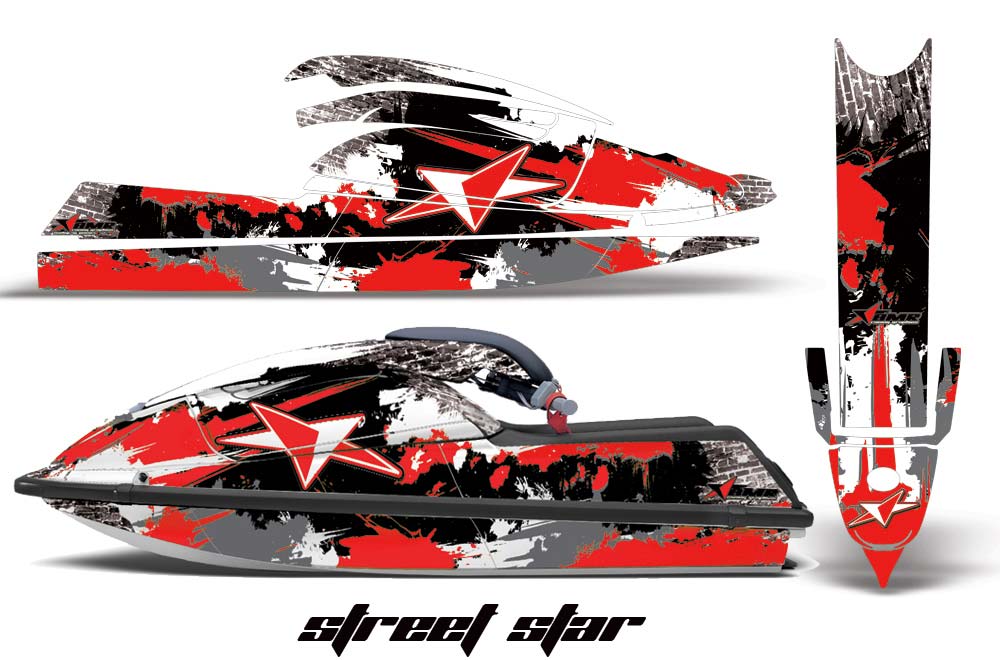 Kawasaki 750 SX / SXR Jet Ski Graphic Kit - 1992-1998 Street Star Red