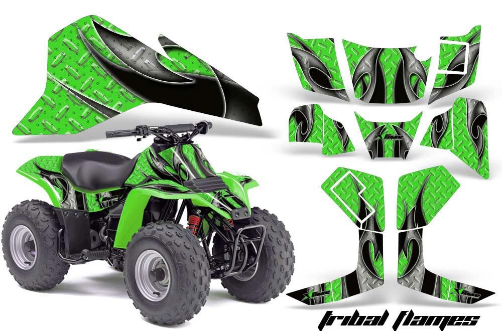 Kawasaki KFX 80 ATV Graphic Kit - 2003-2006 Tribal Flames Green