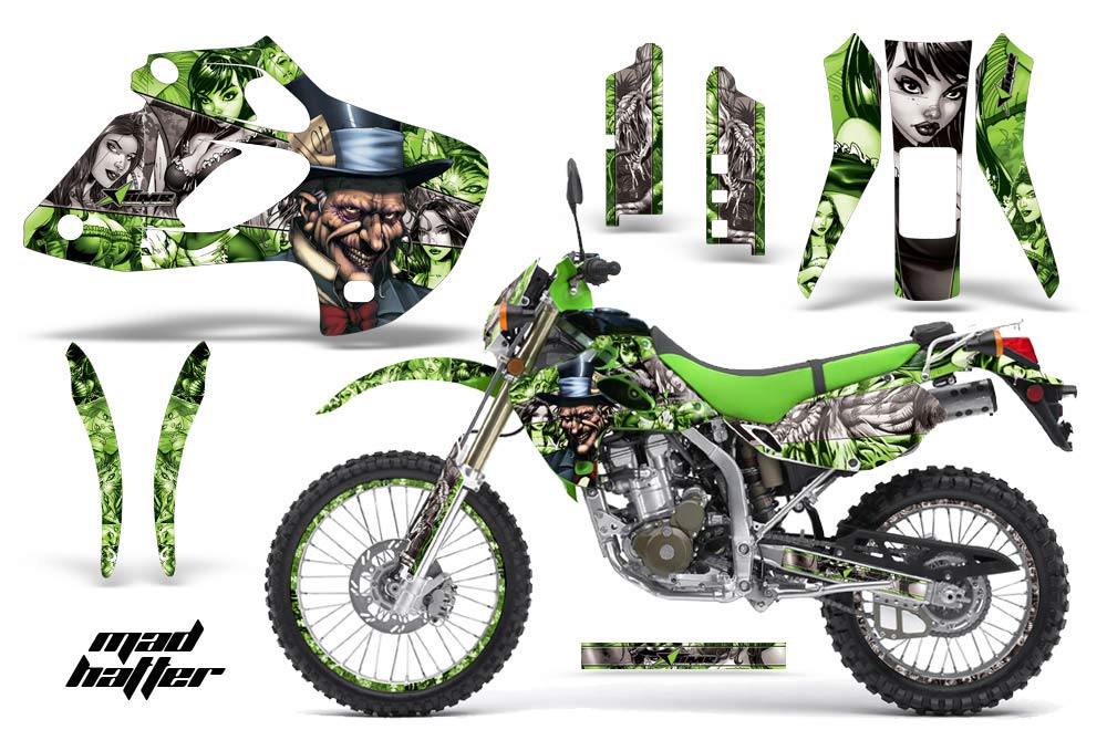 Kawasaki KLX250 Dirt Bike Graphic Kit - 1998-2003 Mad Hatter Green