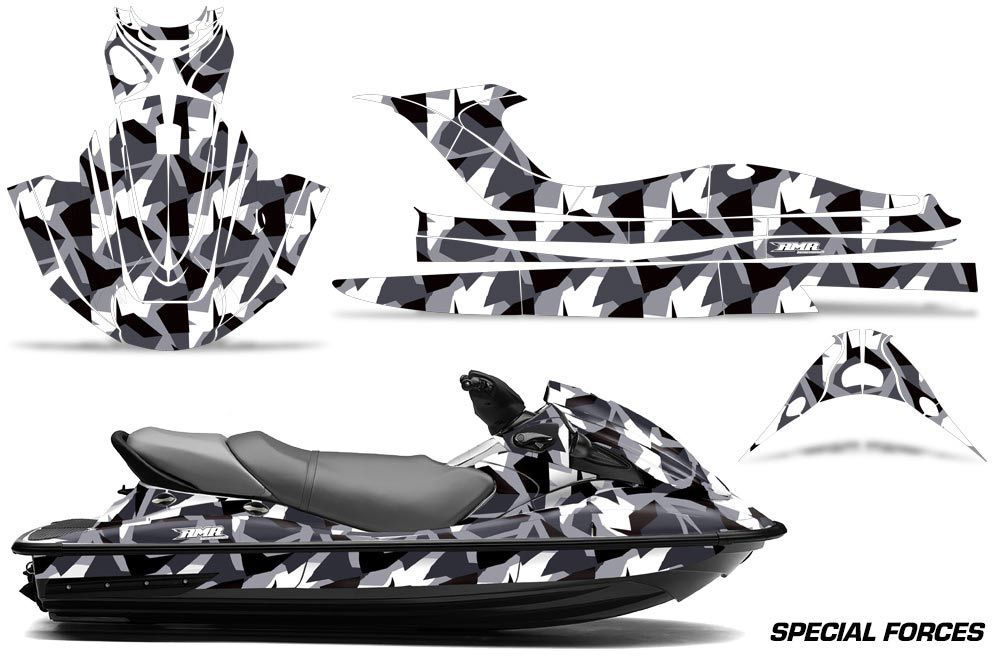 Kawasaki STX 15F Jet Ski Graphic Kit 2003-2018 Special Forces Silver