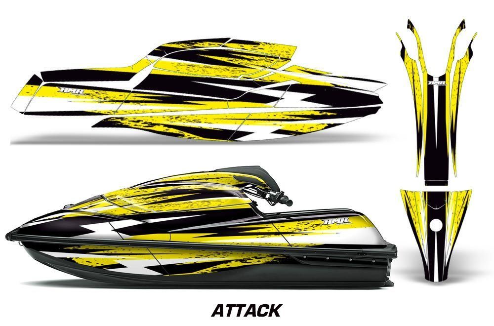 Kawasaki SX-R SXR JS1500 Jet Ski Graphic Kawi Kit 2017-2020 Attack Yellow