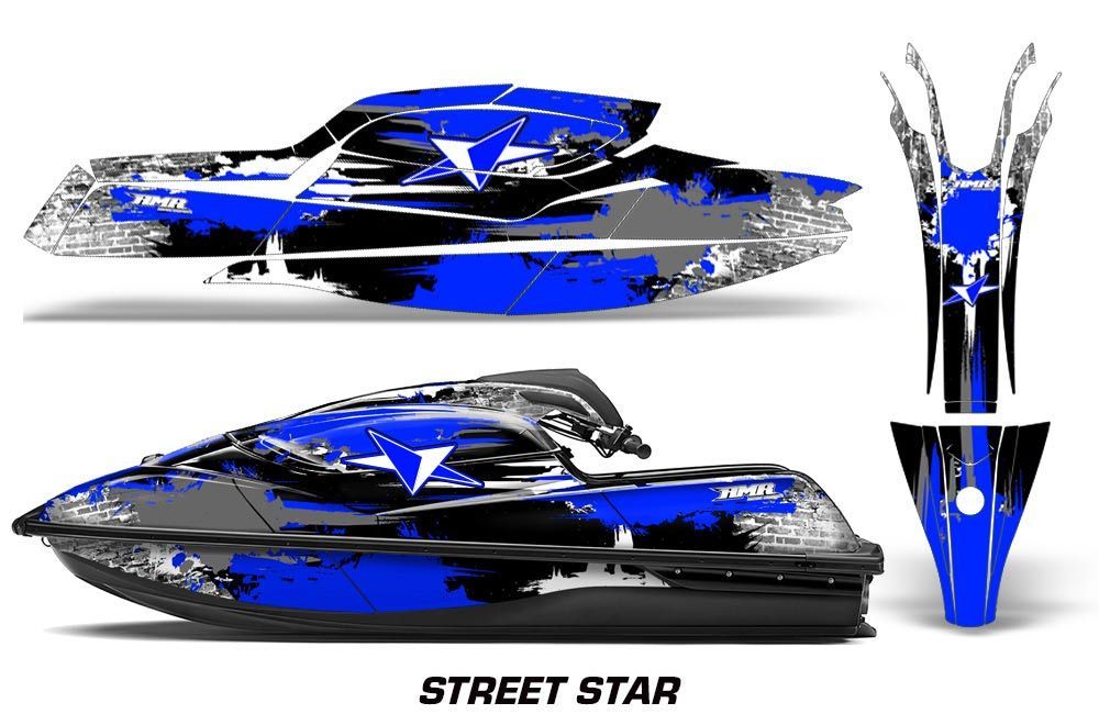 Kawasaki SX-R SXR JS1500 Jet Ski Graphic Kawi Kit 2017-2020 Street Star Blue