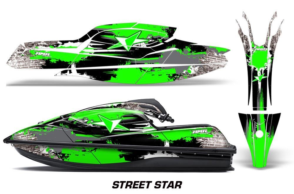 Kawasaki SX-R SXR JS1500 Jet Ski Graphic Kawi Kit 2017-2020 Street Star Green