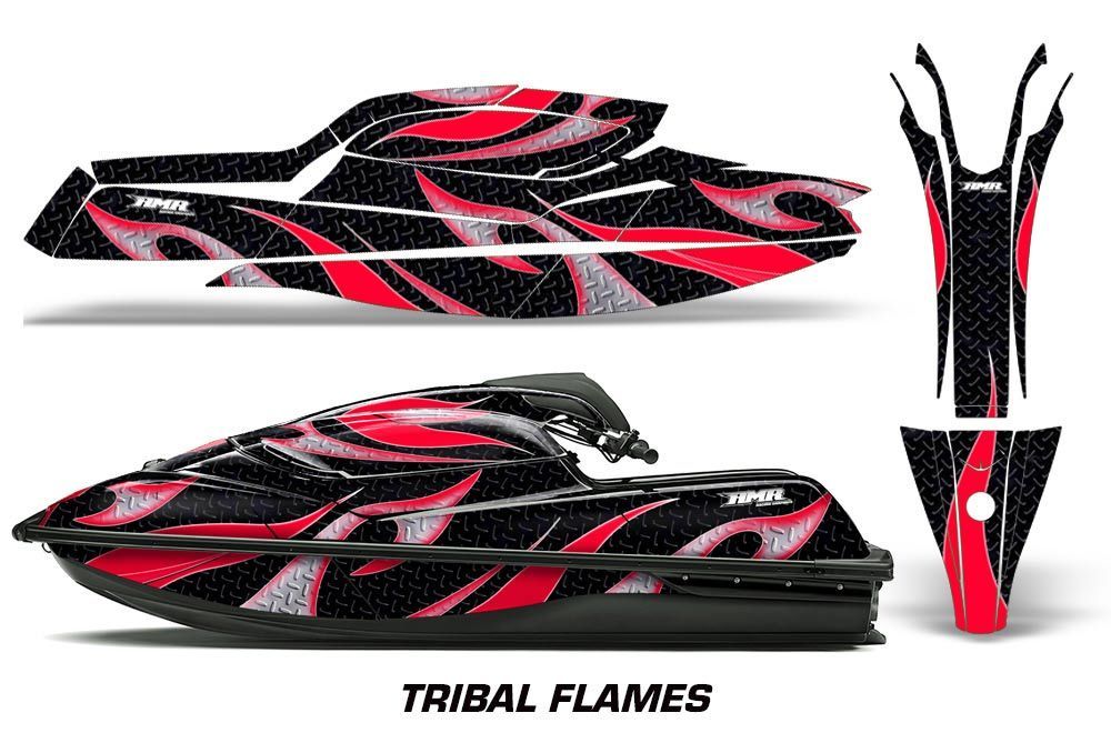 Kawasaki SX-R SXR JS1500 Jet Ski Graphic Kawi Kit 2017-2020 Tribal Flames Red