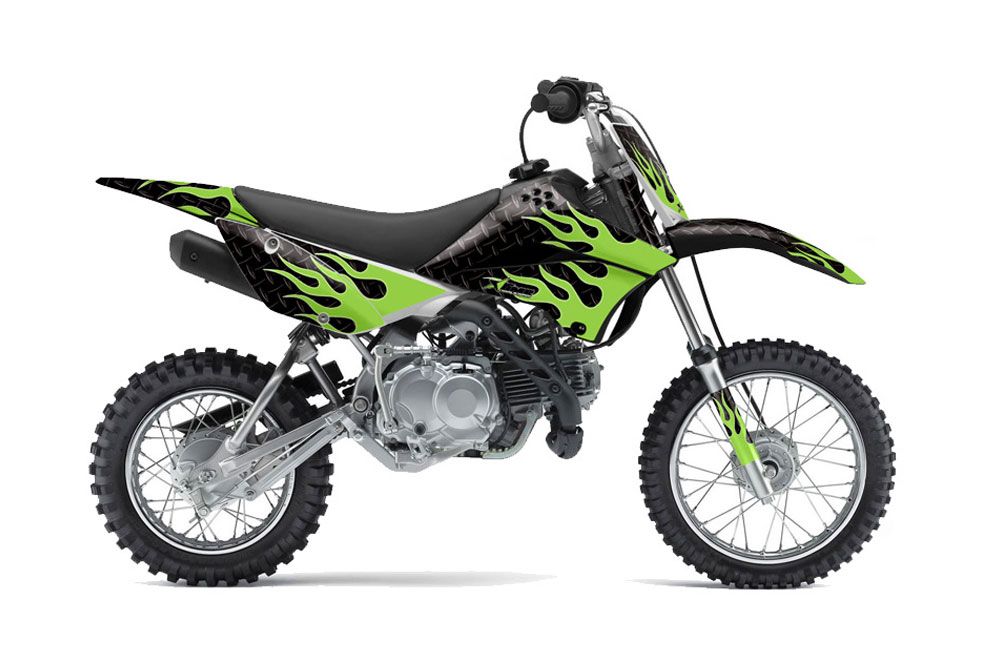 Kawasaki KLX110 Dirt Bike Graphic Kit - 2010-2016 Diamond Flames Green