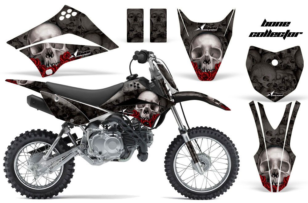 Kawasaki KLX110L Dirt Bike Graphic Kit - 2010-2018 Bone Collector Black