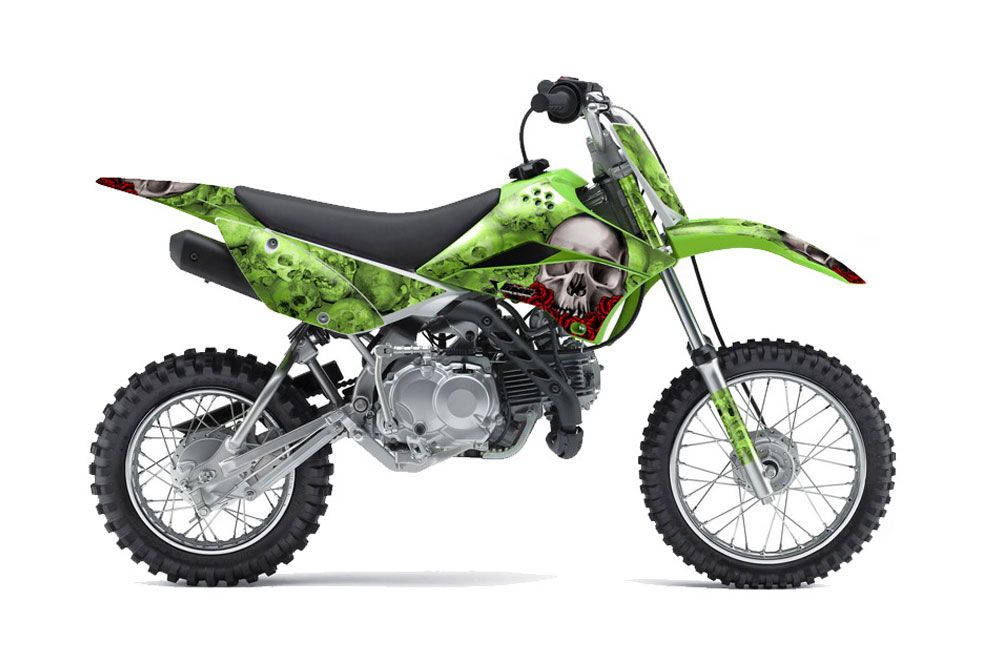 Kawasaki KLX110 Dirt Bike Graphic Kit - 2010-2016 Bone Collector Green