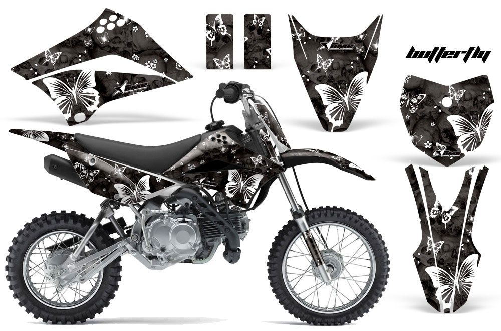 Kawasaki KLX110 Dirt Bike Graphic Kit - 2010-2016 Butterfly Black