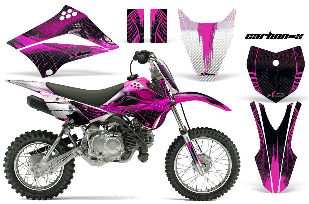 Kawasaki KLX110 Dirt Bike Graphic Kit - 2010-2016 Carbon X Pink