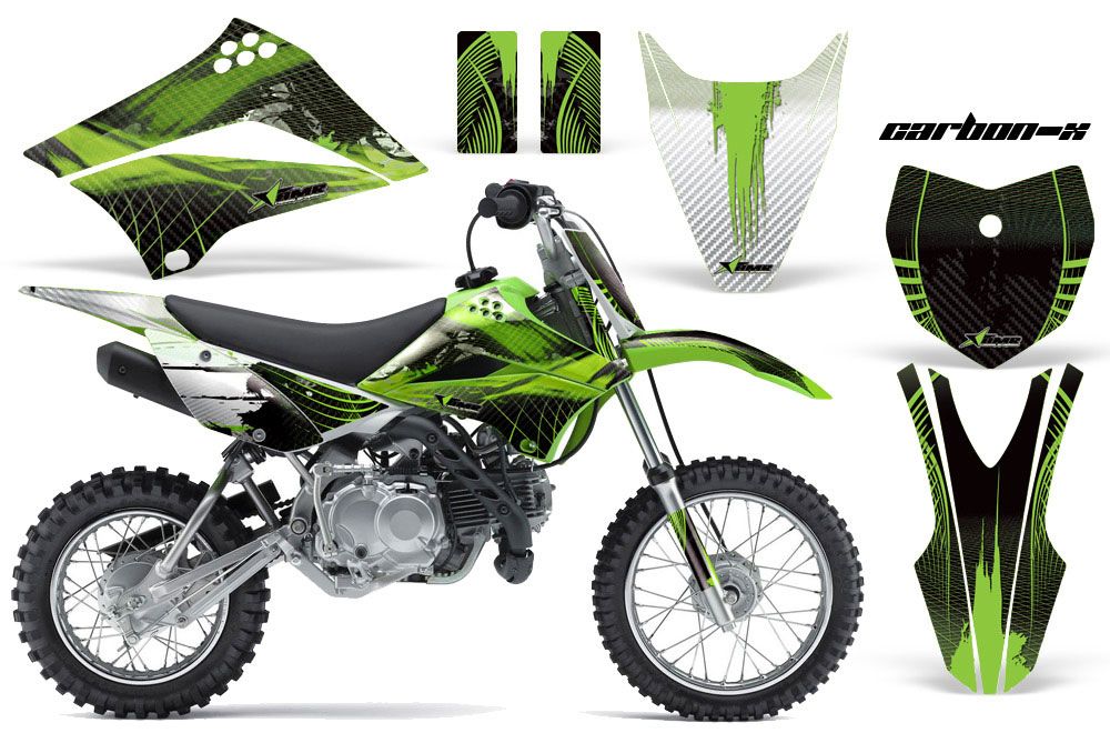 Kawasaki KLX110 Dirt Bike Graphic Kit - 2010-2016 Carbon X Green