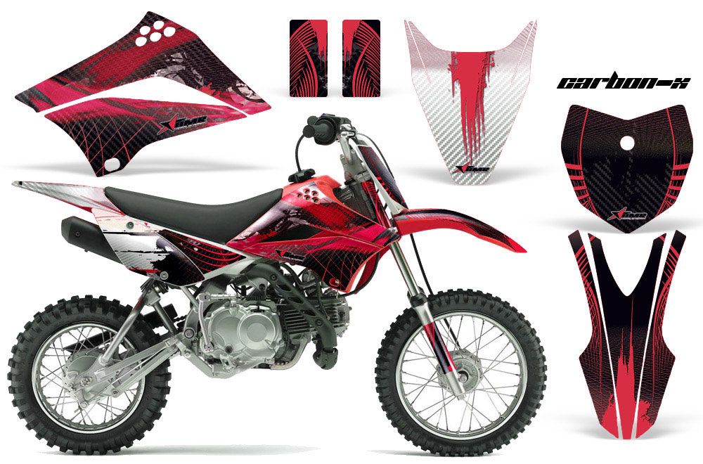 Kawasaki KLX110L Dirt Bike Graphic Kit - 2010-2018 Carbon X Red
