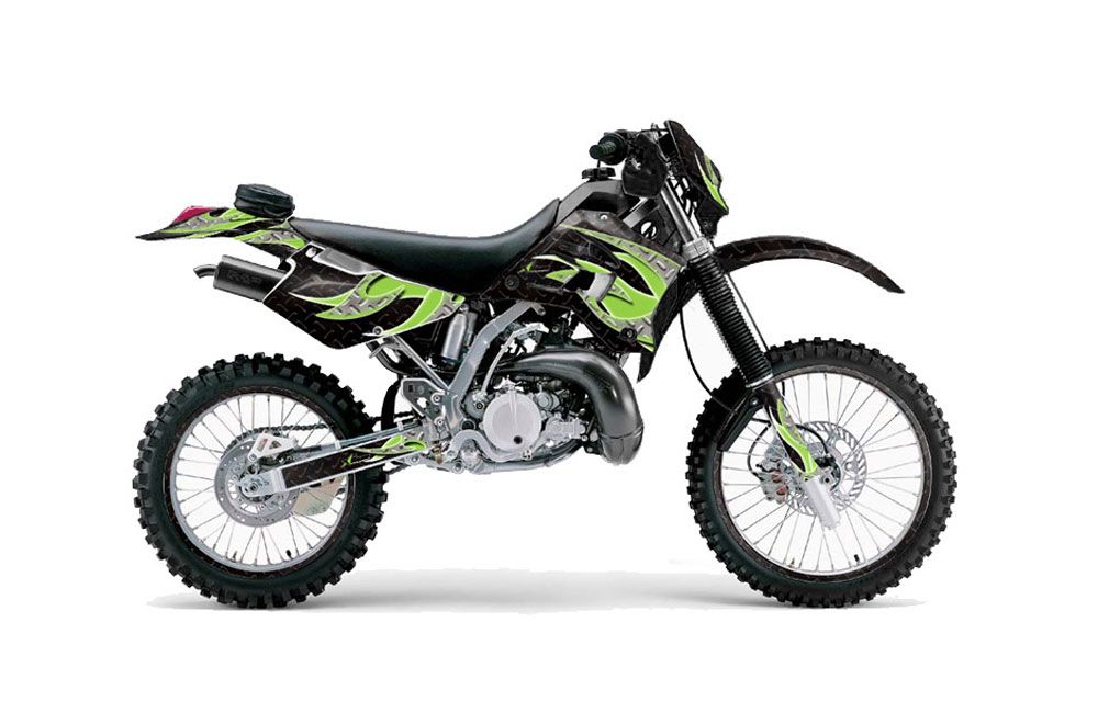 Kawasaki KDX200 Dirt Bike Graphic Kit - 1995-2006 Tribal Flames Green