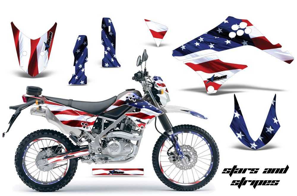 Kawasaki KLX125 D Tracker Dirt Bike Graphic Kit - 2010-2016 Stars and Stripes Red White & Blue